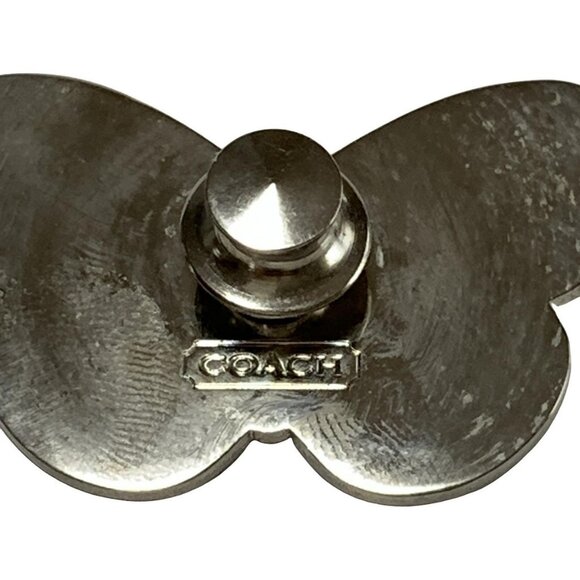 Auth COACH - Yellow Green Silver Hardware Brooch - Picture 3 of 3